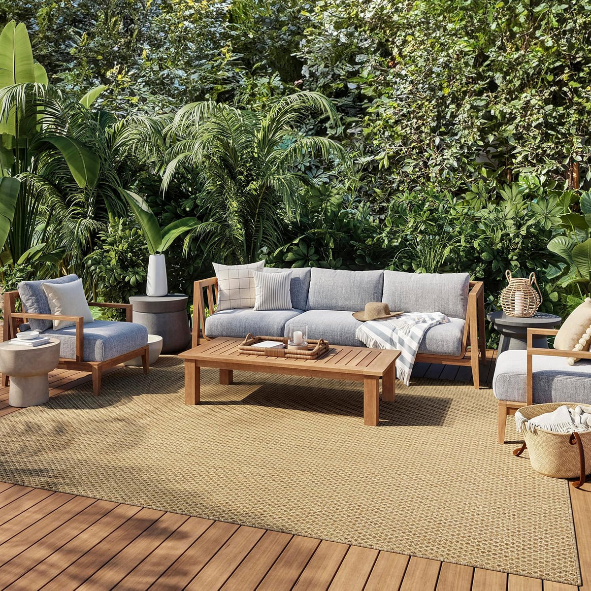 Geometric Jute Indoor‑Outdoor Area Rug