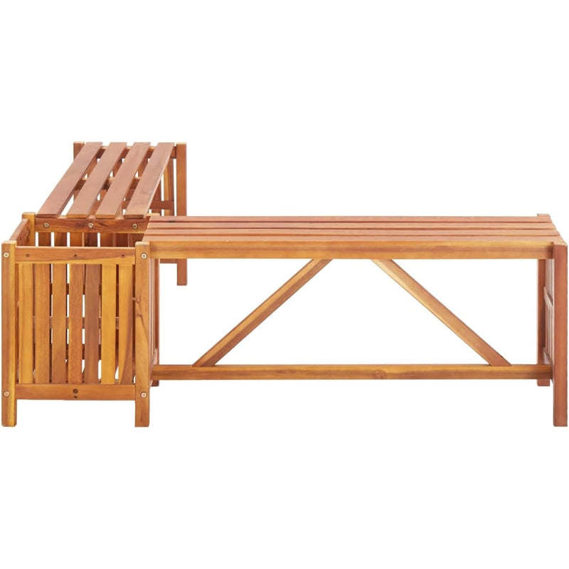Wood Crescent Corner Planter Bench