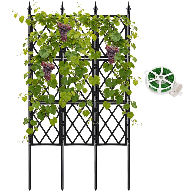 63 Inch Black Metal Lattice Garden Trellis