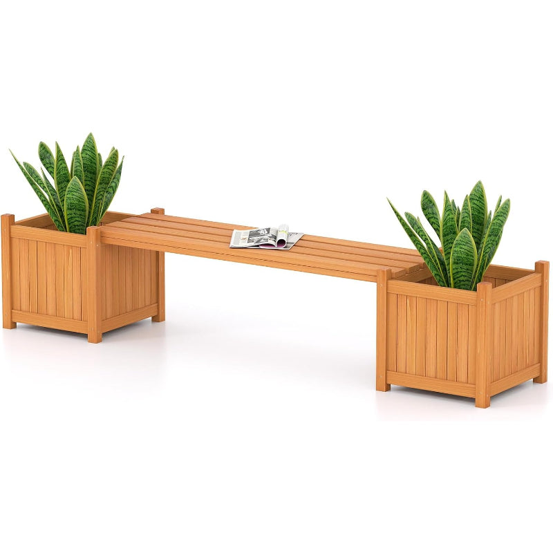 Wood Outdoor Planter Box Bench